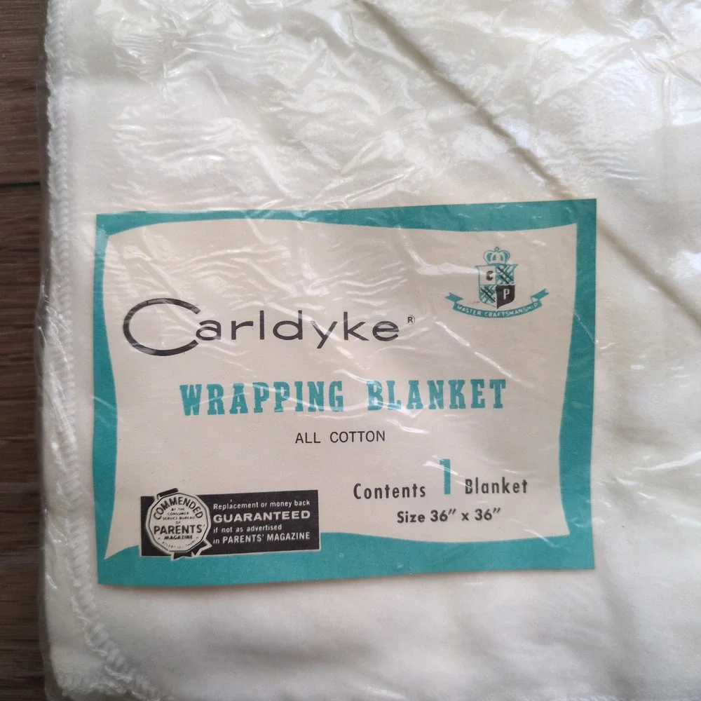 NOS Vtg 60s‎ Carldyke Wrapping Baby Blanket White Cotton Knitmode 36x36 Sealed